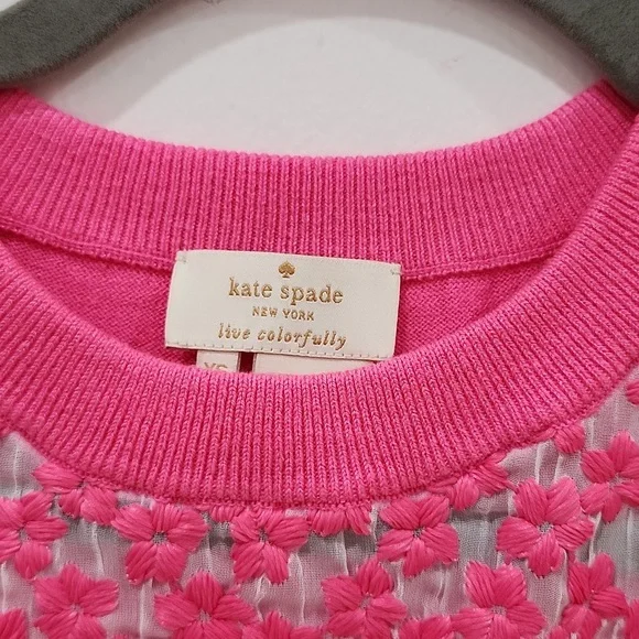 Kate Spade Pink Floral Top with sheer panel sz XS - Picture 9 of 15